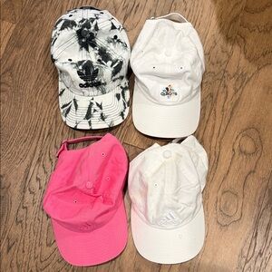 adidas Tie-Dye Black & White, White and Hot Pink Baseball Caps - 4 Pack